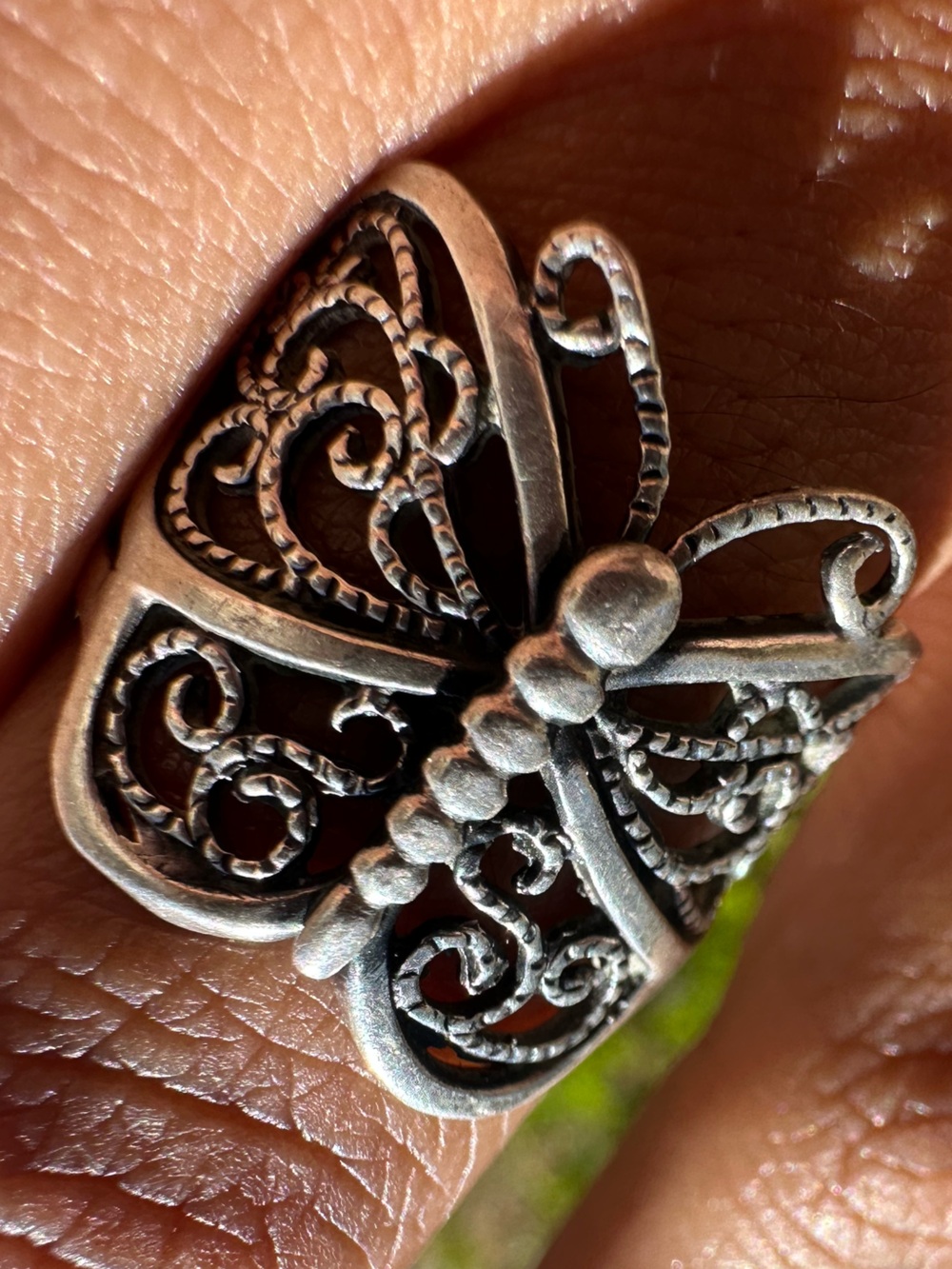 Sterling Silver Butterfly Filigree Ring - Size 6